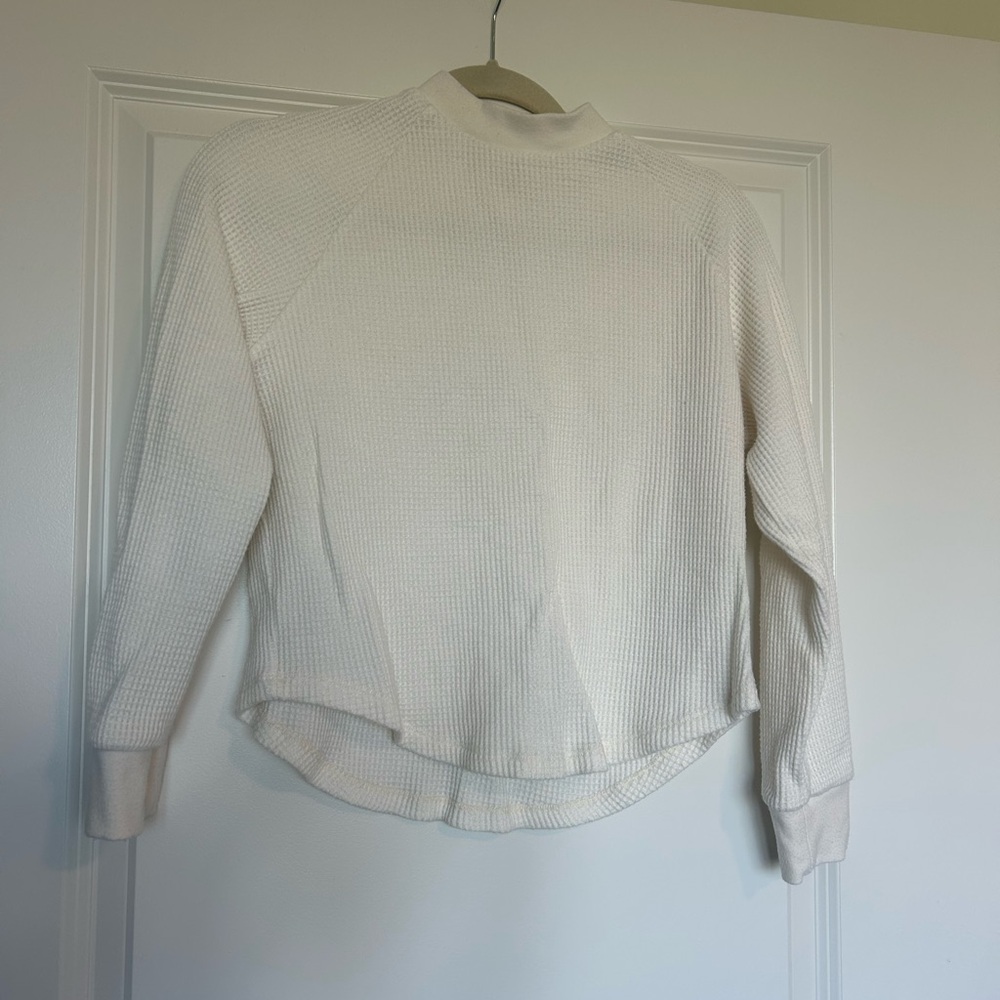 Madewell Cream Waffle Knit Long Sleeve Top